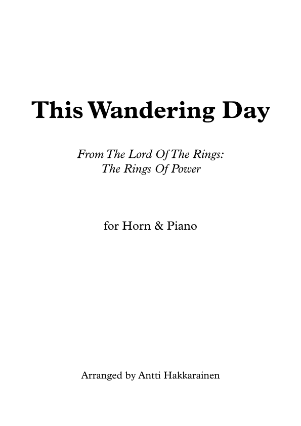 This Wandering Day (arr. Antti Hakkarainen)