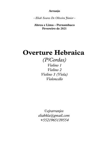 Overture Hebraica P/Cordas (arr. Eliab Soares De Oliveira Júnior)