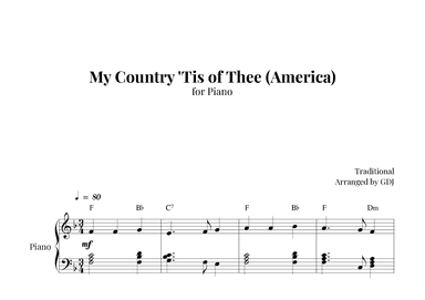 My Country 'Tis of Thee (America) (arr. GDJ)