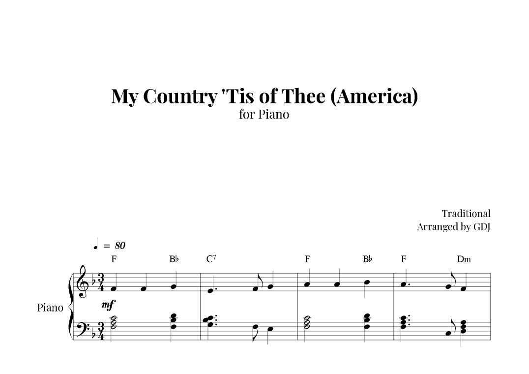 My Country 'Tis of Thee (America) (arr. GDJ)