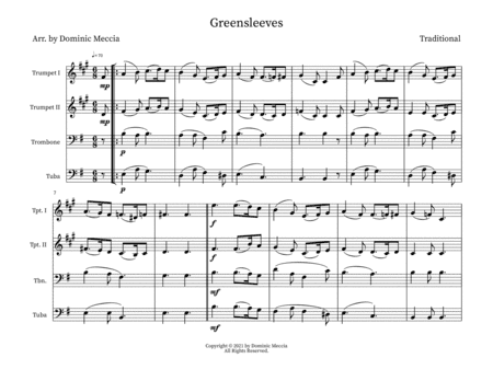Greensleeves (arr. Dominic Meccia)