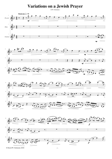 Variations on Adon Olam (Eternal Lord) for piccolo, oboe and clarinet (arr. David Warin Solomons)