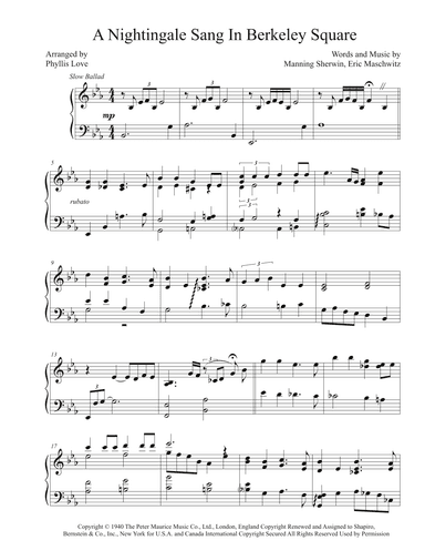 A Nightingale Sang In Berkeley Square (arr. Phyllis Love)