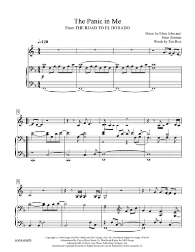 The Panic In Me  from THE ROAD TO EL DORADO (arr. Red Gate Music)