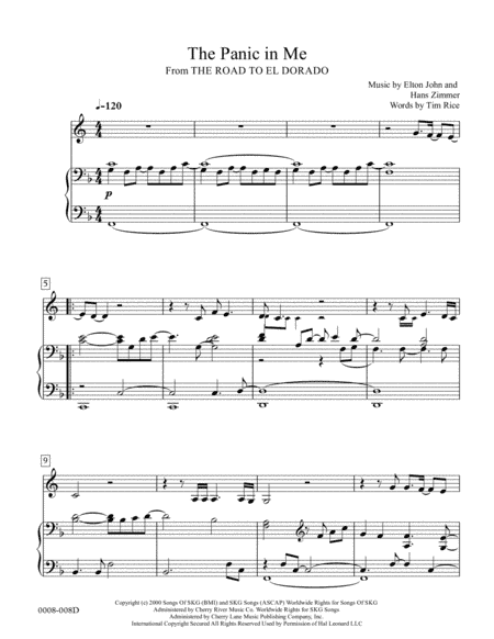 The Panic In Me  from THE ROAD TO EL DORADO (arr. Red Gate Music)