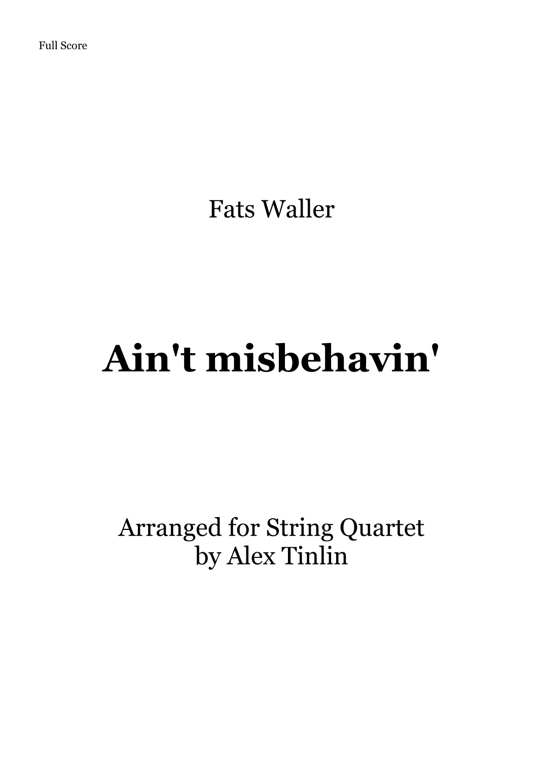 Ain't Misbehavin' (arr. Alex Tinlin)