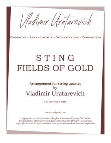 Fields Of Gold (arr. Vladimir Uratarevich)