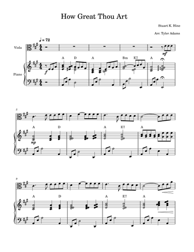 How Great Thou Art (Viola Solo and Piano) (arr. Tyler Adams)
