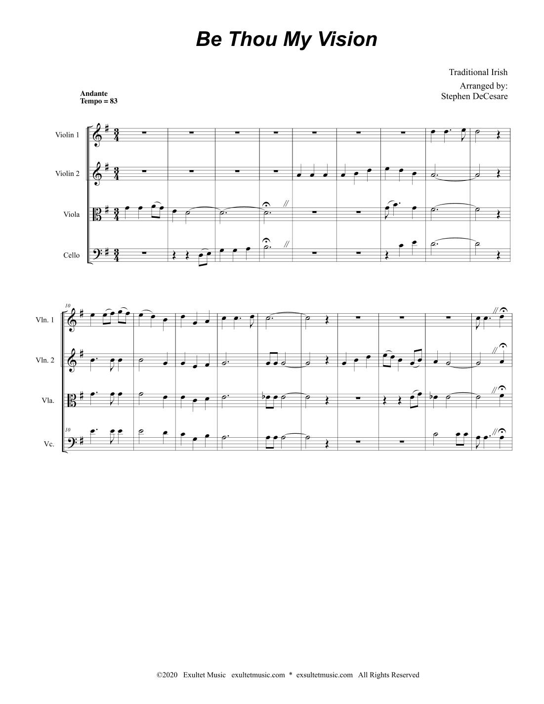 Be Thou My Vision (String Quartet and Piano) (arr. Stephen DeCesare)