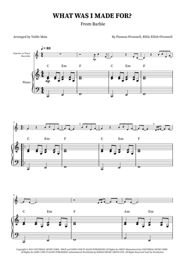 What Was I Made For? (arr. Valdir Maia)