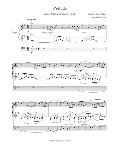 Prelude from Oratorio de Noël, Op. 12 (Organ Solo) (arr. Daniel James Ficarri)