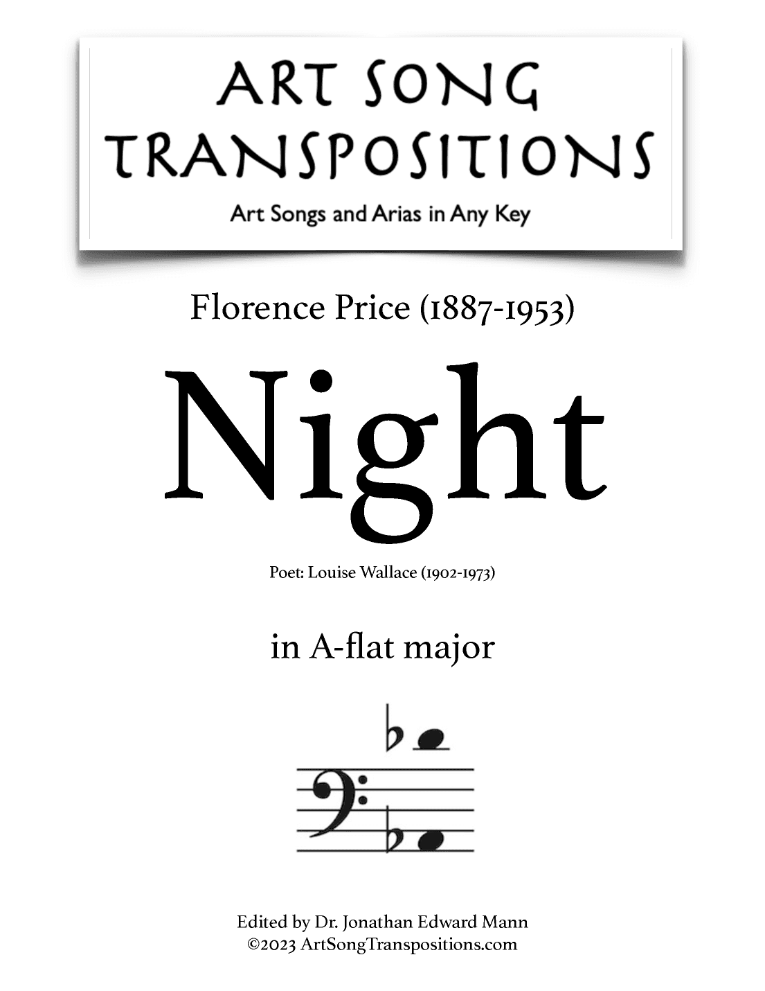 Night (arr. ArtSongTranspositions.com)