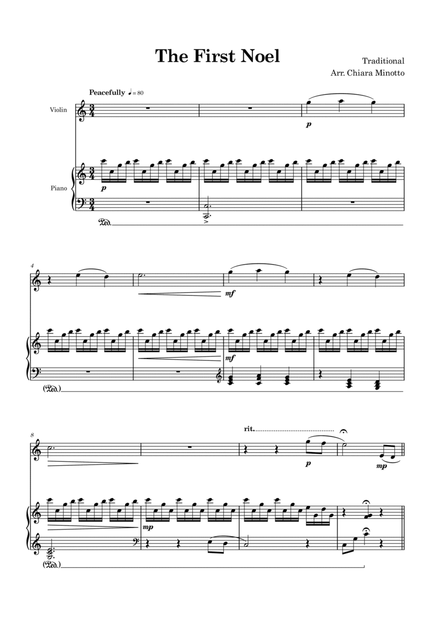 The First Noel (Violin and Piano duet) (arr. Chiara Minotto)