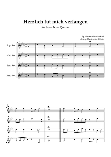 Bach's Choral - "Herzlich tut mich verlangen" (Saxophone Quartet) (arr. Henrique Oliveira)