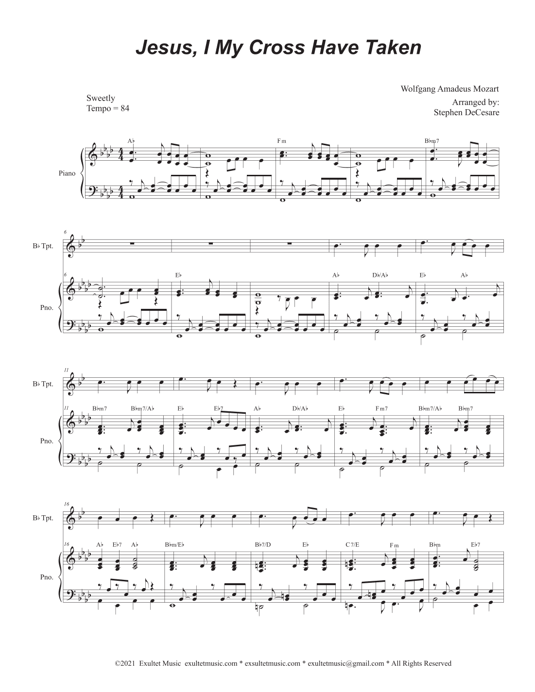 Jesus, I My Cross Have Taken (Bb-Trumpet solo and Piano) (arr. Stephen DeCesare)