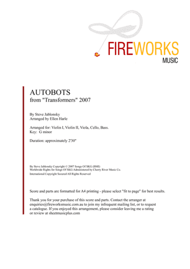 Autobots (arr. Ellen Harle)