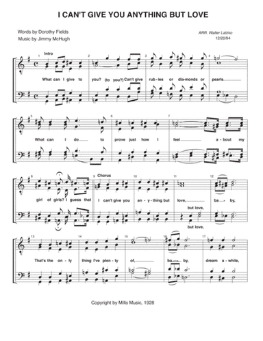 I Can't Give You Anything But Love (arr. Walter Latzko)