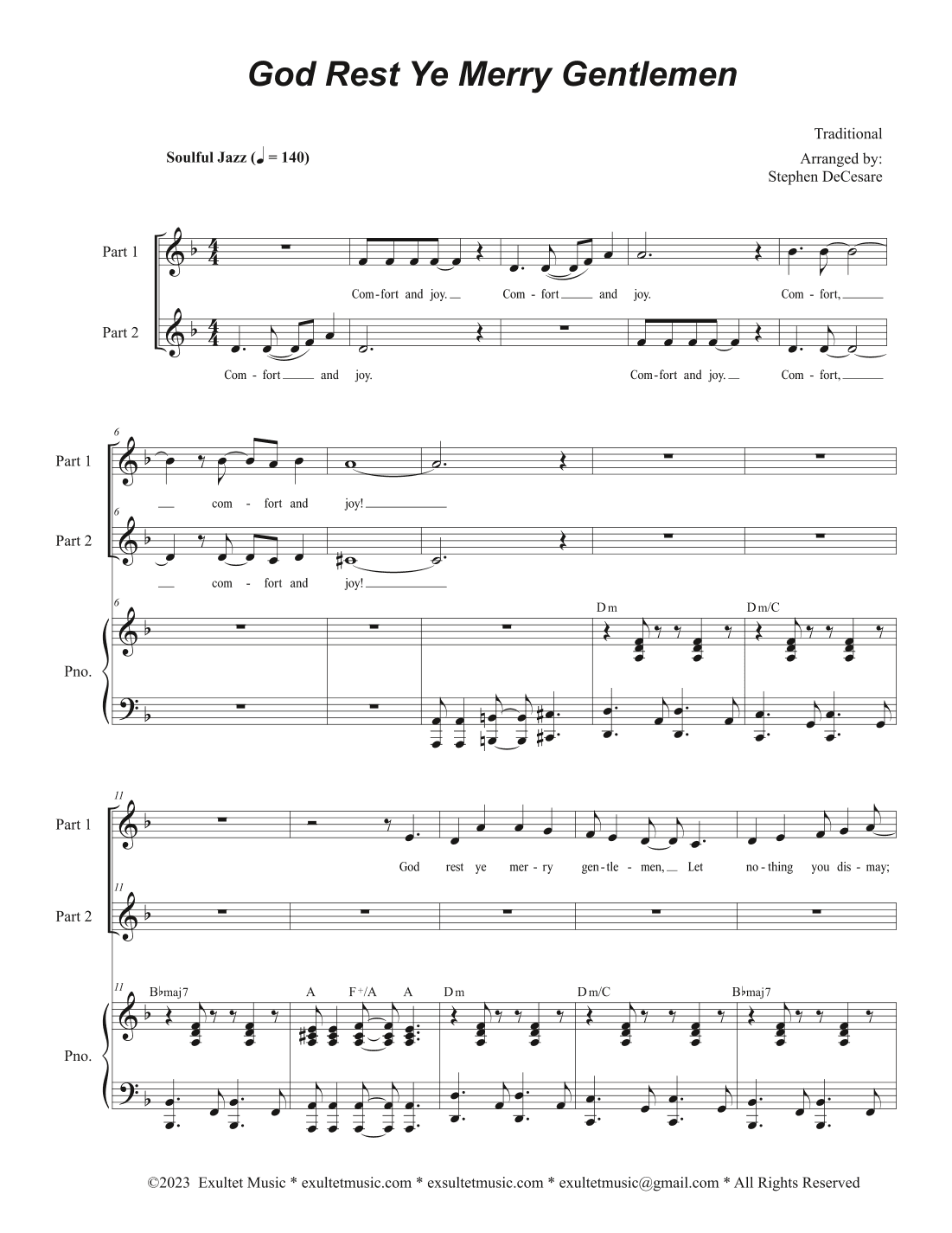 God Rest Ye Merry Gentlemen (2-part choir) (arr. Stephen DeCesare)