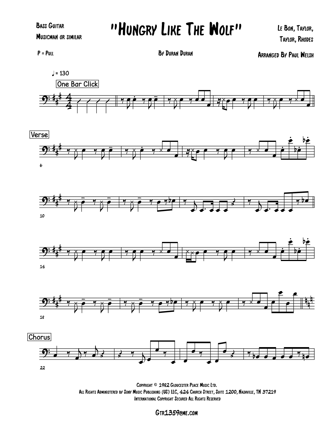 Hungry Like The Wolf (arr. P Welsh)