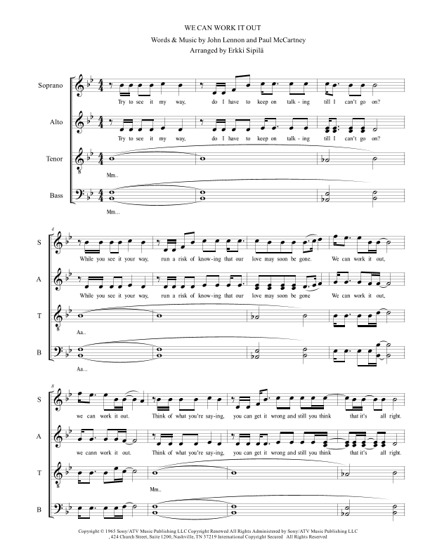 We Can Work It Out (arr. Erkki Sipilä)