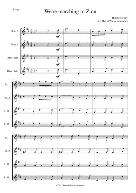 We're Marching to Zion for flute quartet (arr. David Warin Solomons)