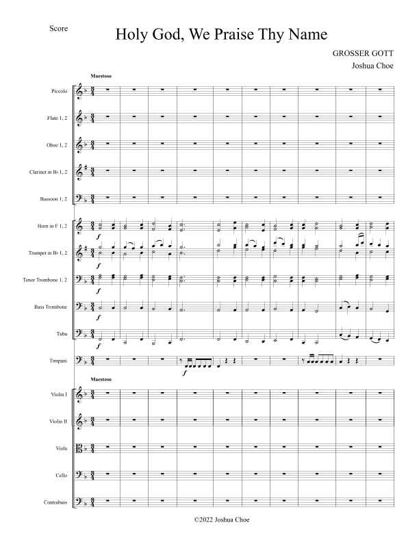 Holy God, We Praise Thy Name (arr. Joshua Choe)