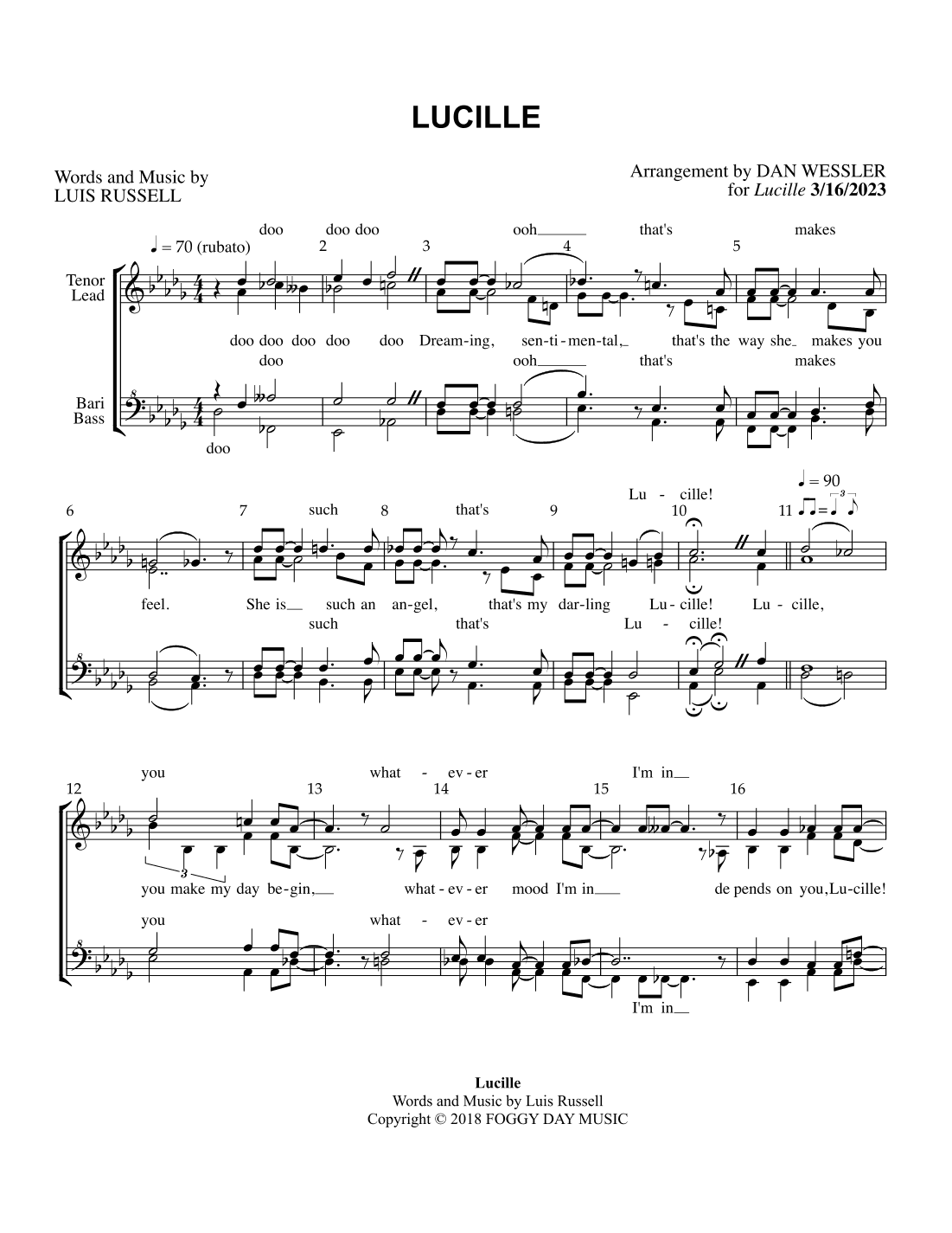 Lucille (arr. Dan Wessler)
