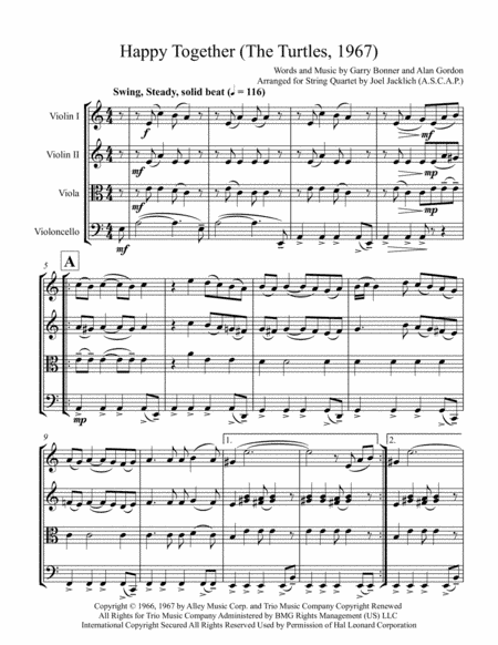 Happy Together (arr. Joel Jacklich (ASCAP))