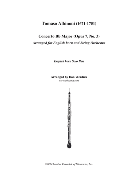 Concerto for English horn in Bb Major, Op. 7 No. 3 (arr. Don Werdick (1946 - ))