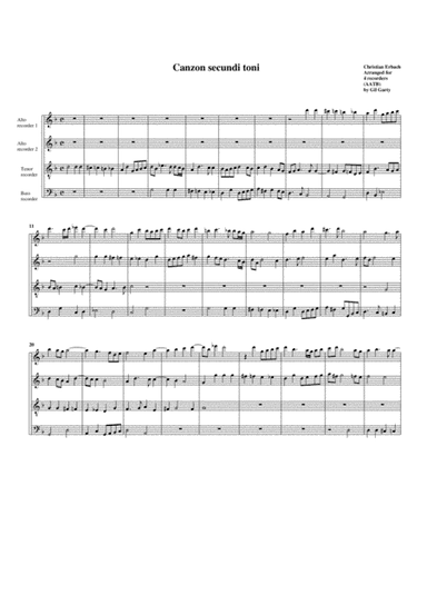 Canzon secundi toni (arrangement for 4 recorders) (arr. Gil Garty)