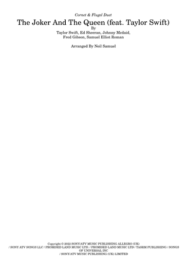 The Joker And The Queen (feat. Taylor Swift) (arr. Neil Samuel)