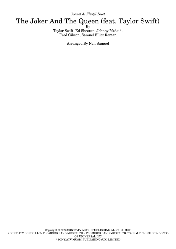 The Joker And The Queen (feat. Taylor Swift) (arr. Neil Samuel)