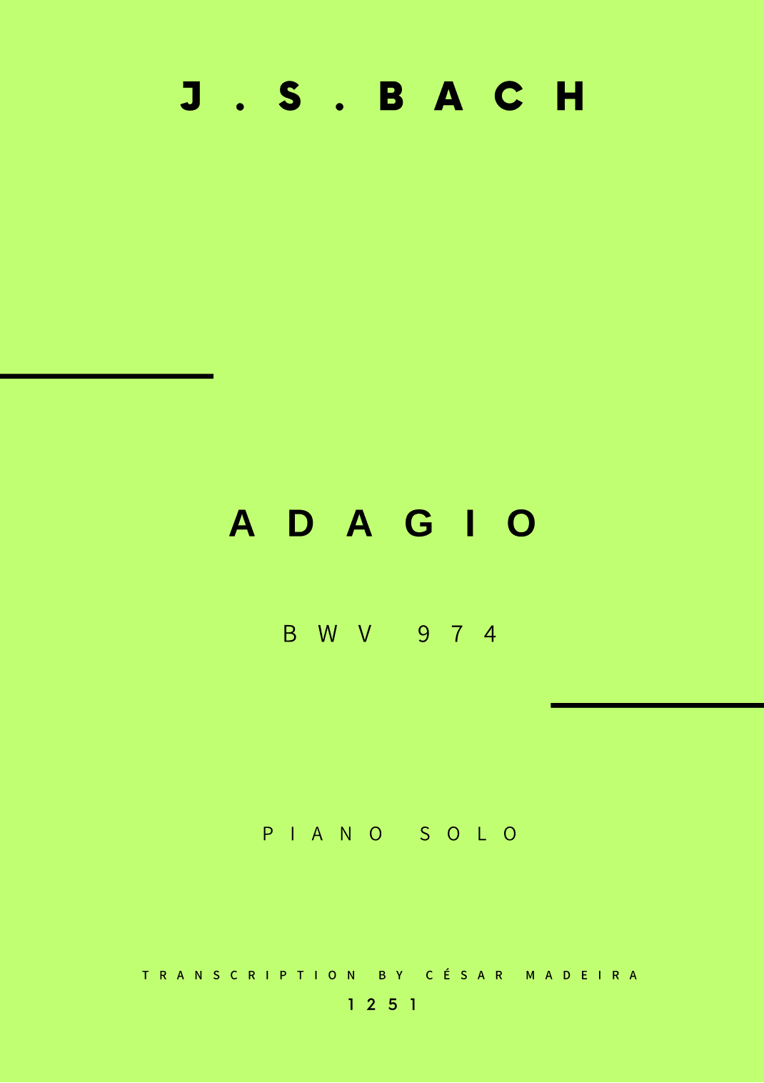 Adagio (BWV 974) - Piano Solo - W/Chords (Full Score) (arr. César Madeira)