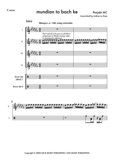 Mundian To Bach Ke (arr. Andrea La Rose)