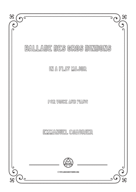 Chabrier-Ballade des gros dindons in A flat Major,for Voice and Piano (arr. MSM)