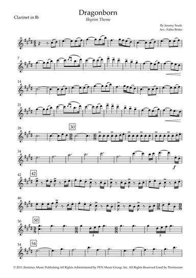 Dragonborn (skyrim Theme) (arr. Fabio Britto)