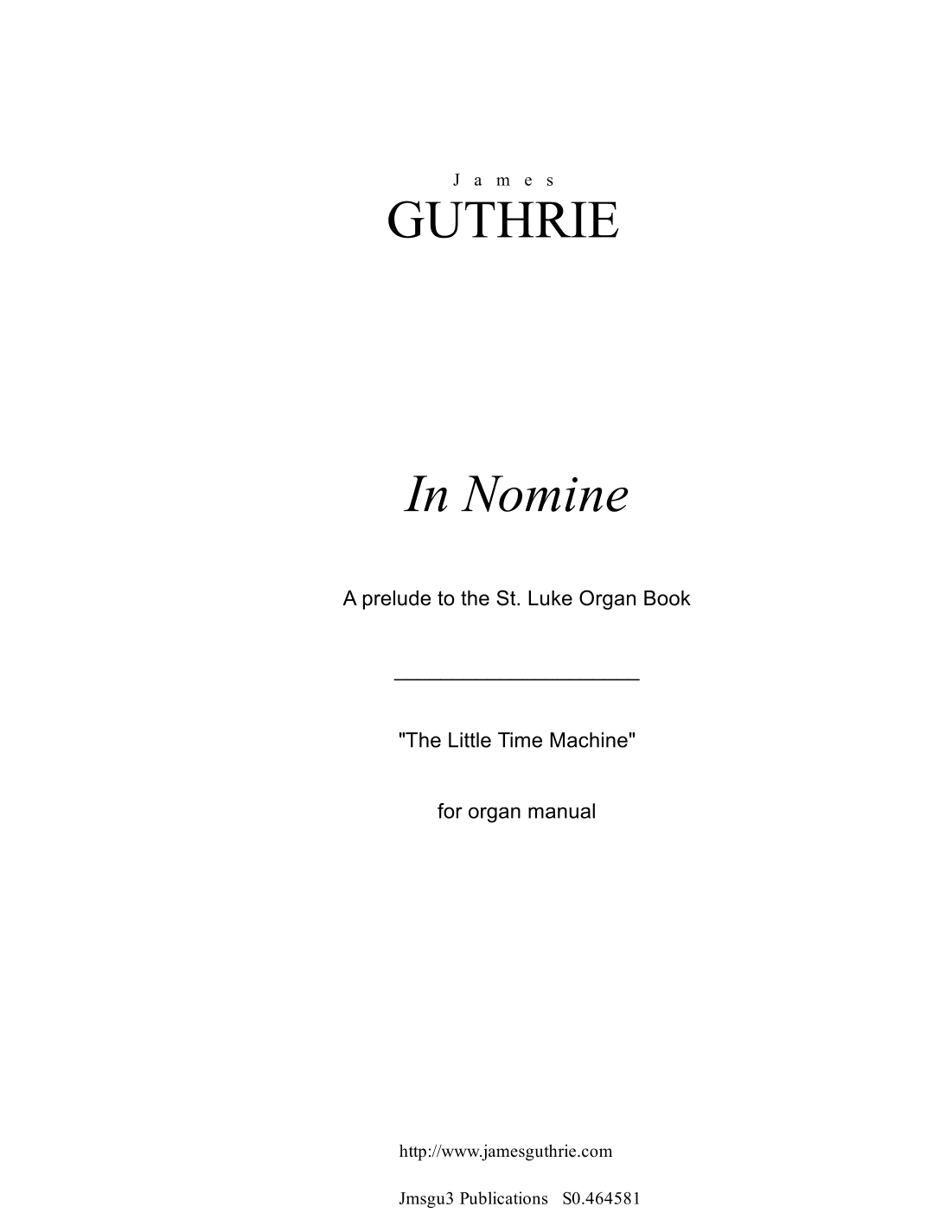 Guthrie: In Nomine for Organ