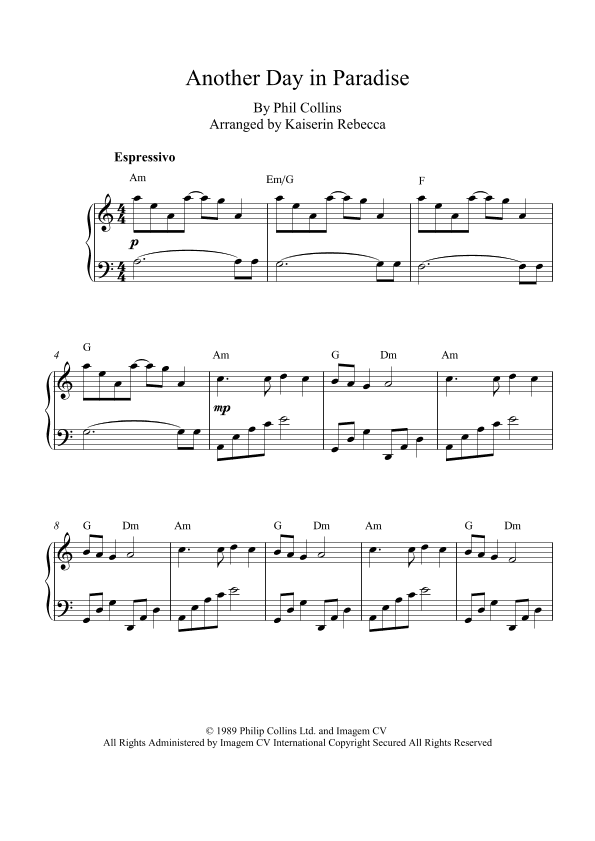 Another Day In Paradise (arr. Kaiserin Rebecca)