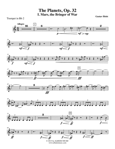 Holst The Planets, I. Mars, the Bringer of War - Trumpet in Bb 2 (Transposed Part), Op. 32 (arr. Doug Clyde)