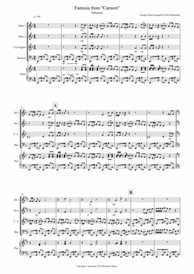 Habanera (Fantasia from Carmen) for Double Reed Quartet (arr. David Burndrett)