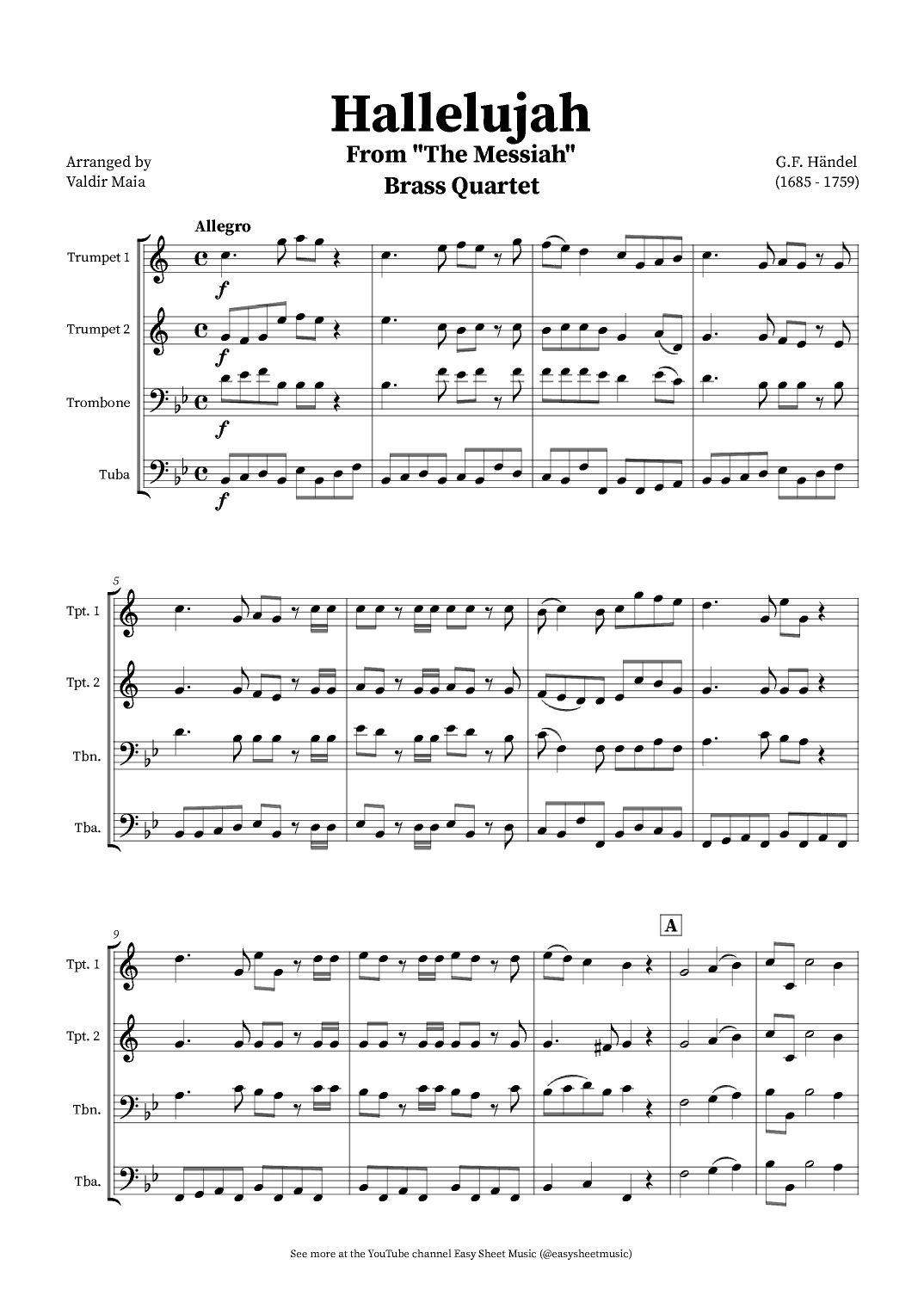 Hallelujah Chorus from Messiah - Brass Quartet (arr. Valdir Maia)