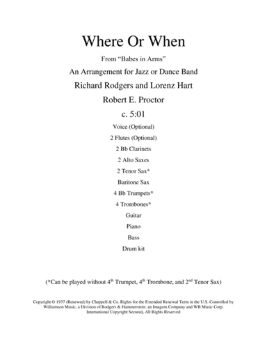 Where Or When (arr. Robert E. Proctor)