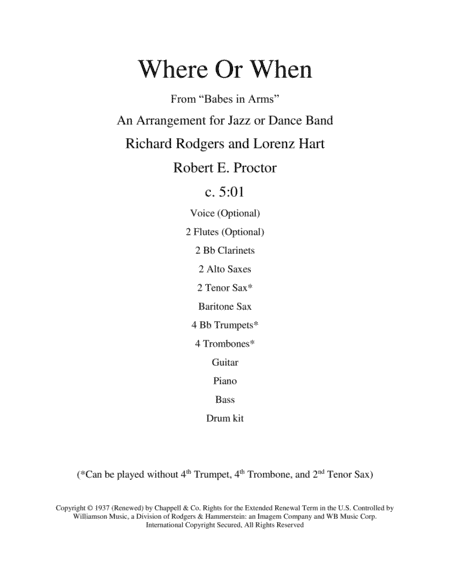 Where Or When (arr. Robert E. Proctor)
