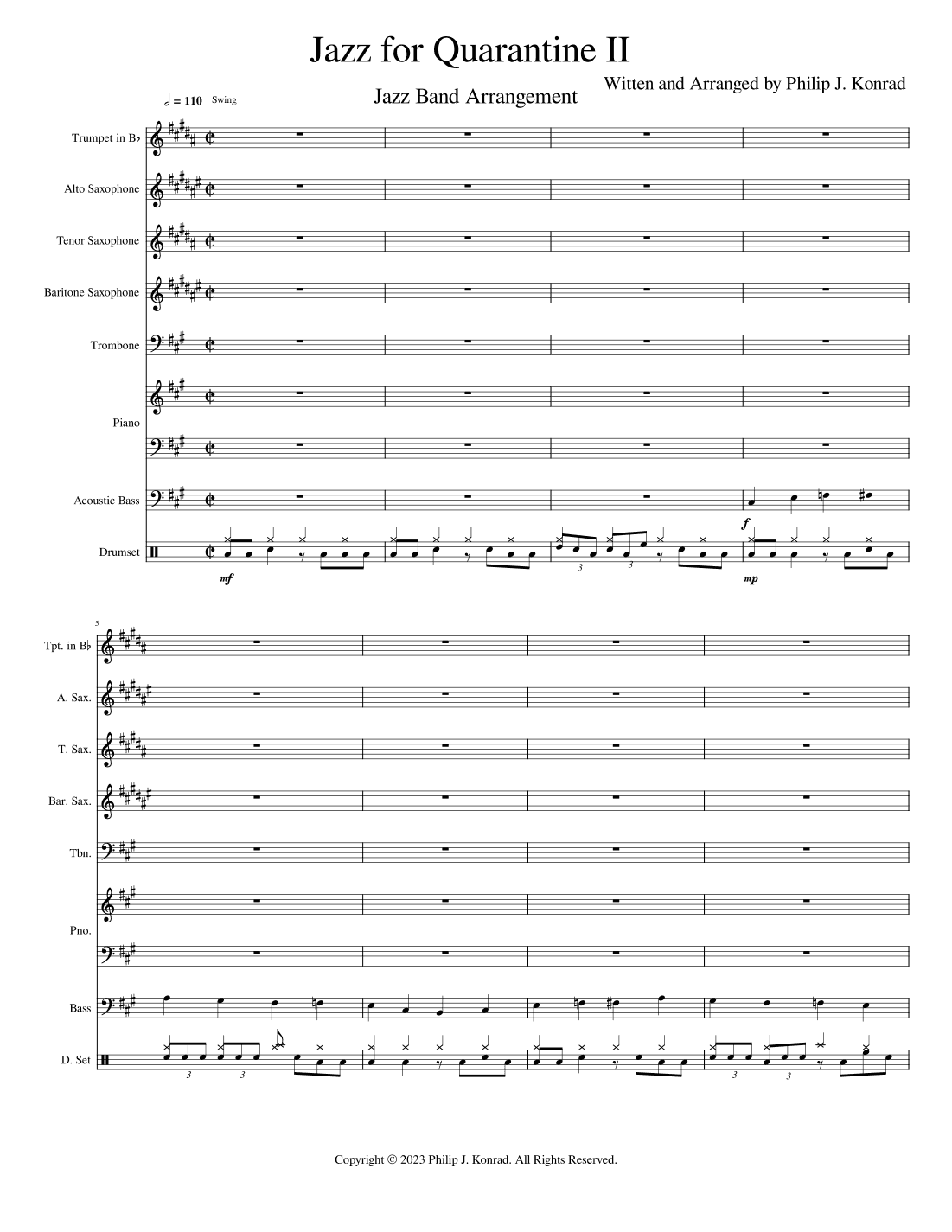 Jazz for Quarentine - Jazz Band Arrangement