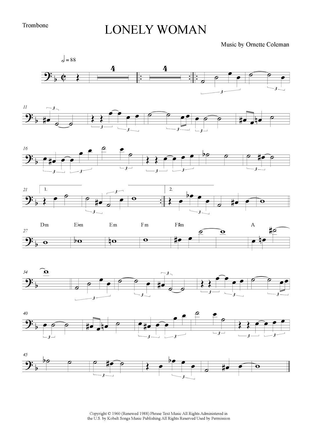 Lonely Woman (arr. The Sheet Music Library)