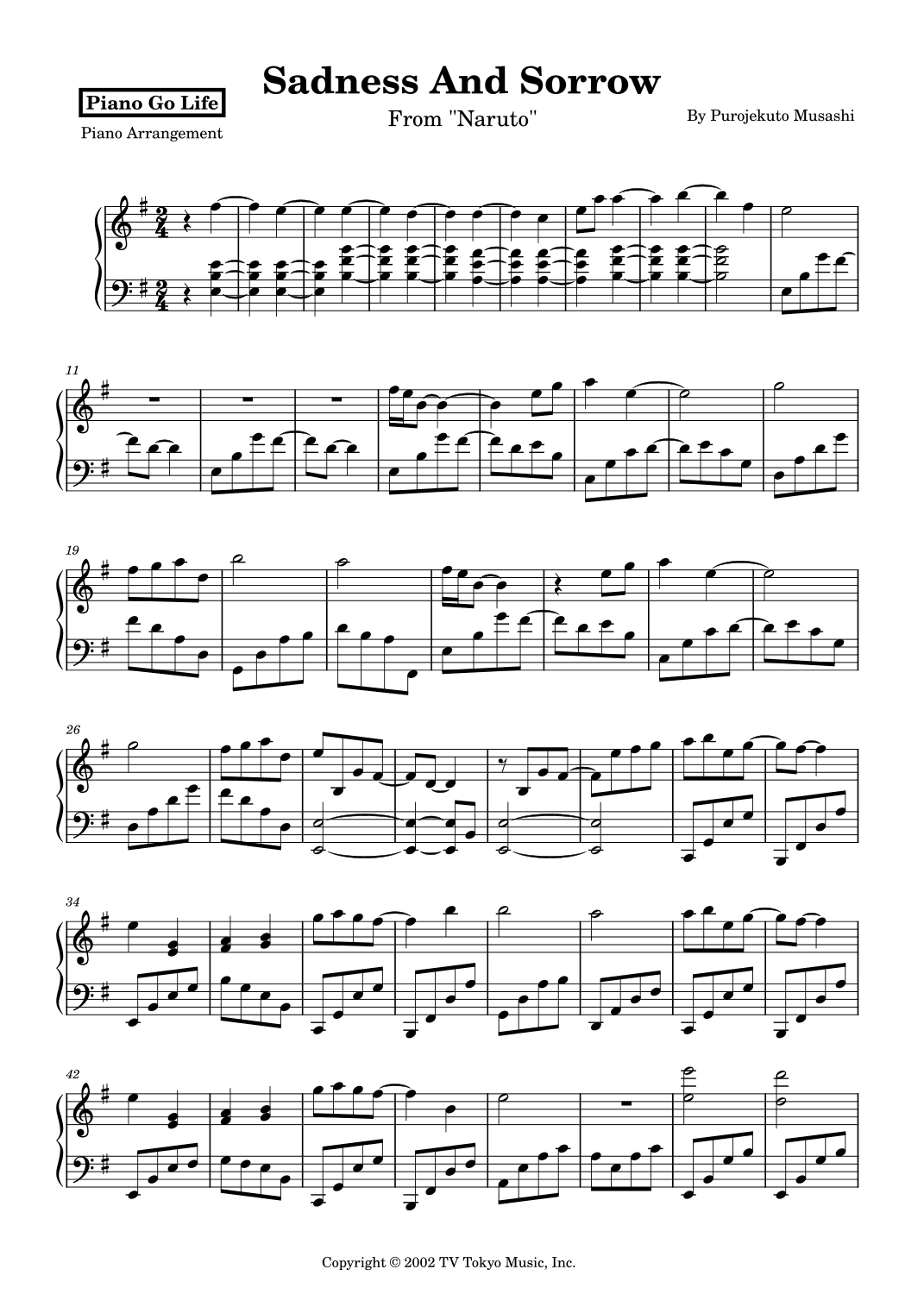 Sadness And Sorrow (arr. Piano Go Life)