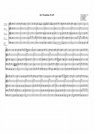 In Nomine no.8 a5 (arrangement for 5 recorders) (arr. Gil Garty)