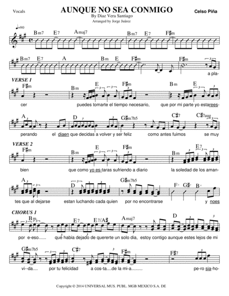 Aunque No Sea Conmigo (arr. Jorge Juárez)