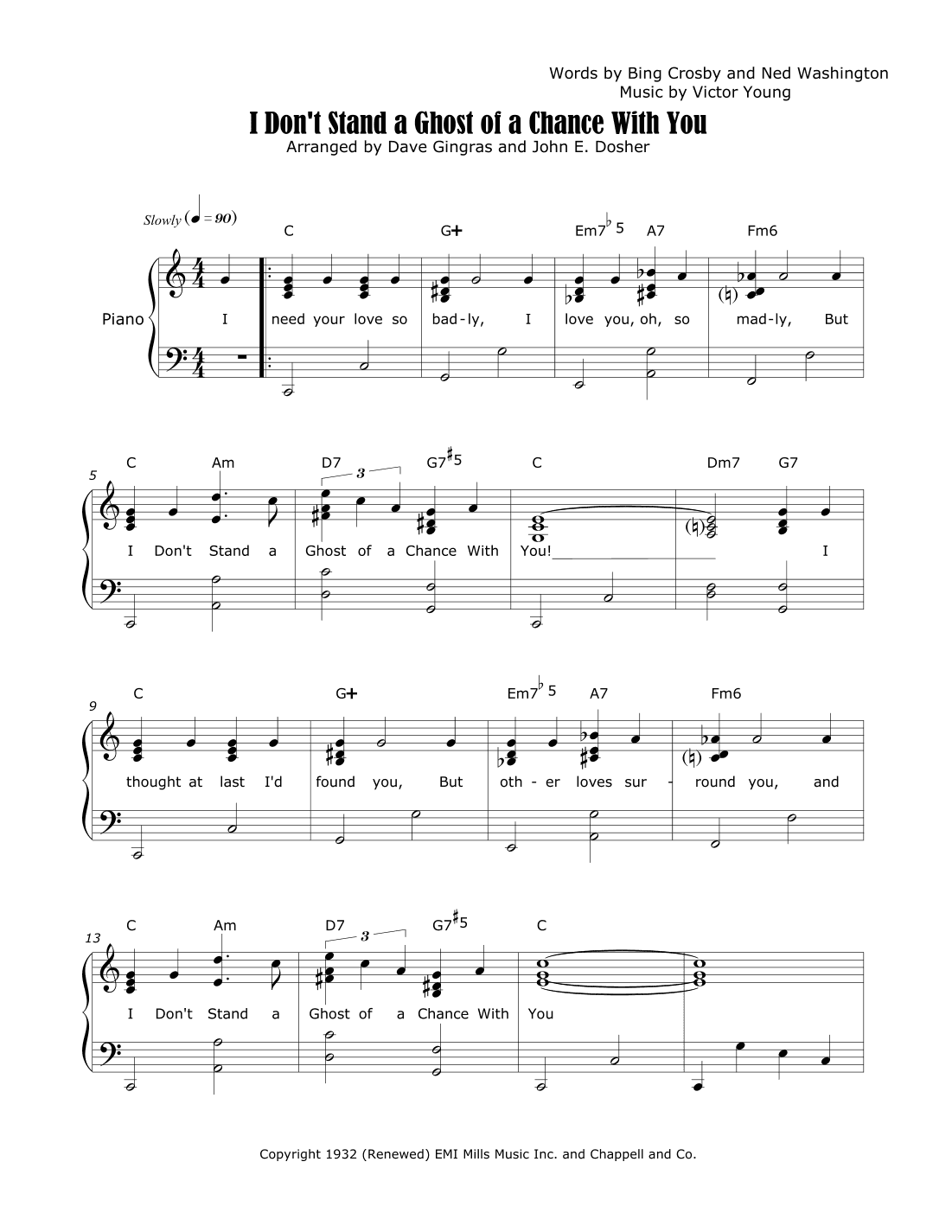 I Don't Stand A Ghost Of A Chance With You (arr. Dave Gingras and John E. Dosher)