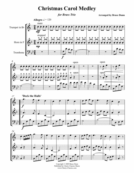 Christmas Carol Suite for Brass trio (arr. Bruce Dunn)